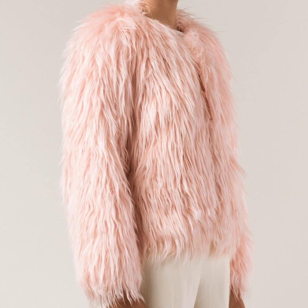 NWT Coach Cropped Faux Fur Jacket Light Pink
